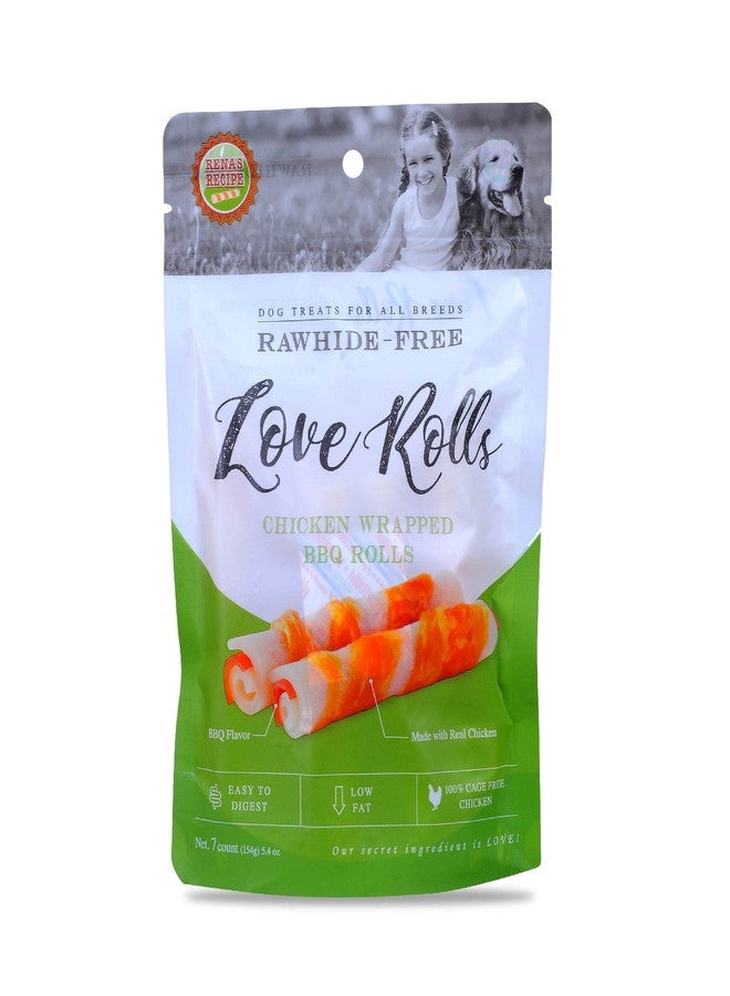 Rena’s Love Chicken Wrapped Barbeque Rolls Dog Treats - BBQ Flavoured High Protein Dog Chews, Rawhide-Free Cage-Free Chicken Training Treats for Dogs, 462g Pack of 3 - Image 1