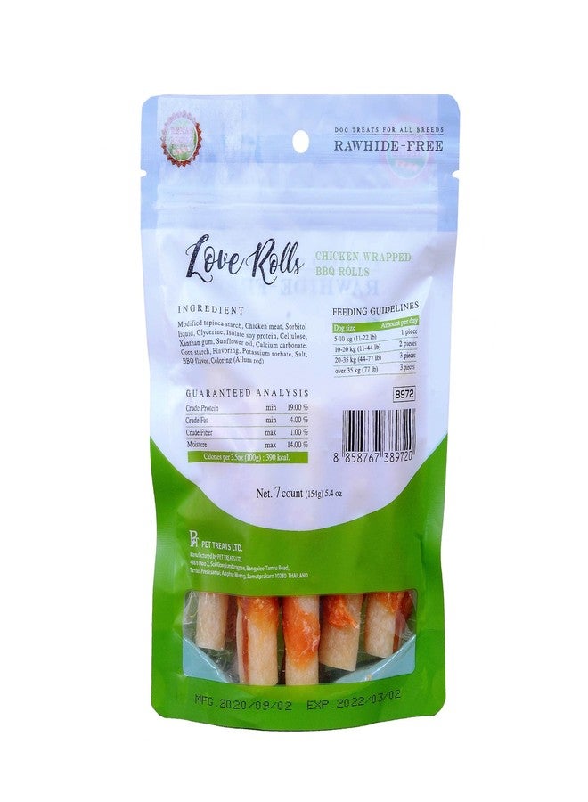 Rena’s Love Chicken Wrapped Barbeque Rolls Dog Treats - BBQ Flavoured High Protein Dog Chews, Rawhide-Free Cage-Free Chicken Training Treats for Dogs, 462g Pack of 3 - Image 3