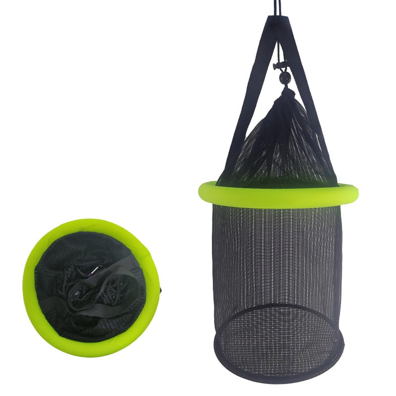 Aventik Floating Fish Basket Nylon Net Cage for Live Bait Storage, Kayak Fishing Accessories, 15.7in/40cm Height 9.8'' Diameter (Diameter of The Bottom: 9.8"/25cm) - Image 1