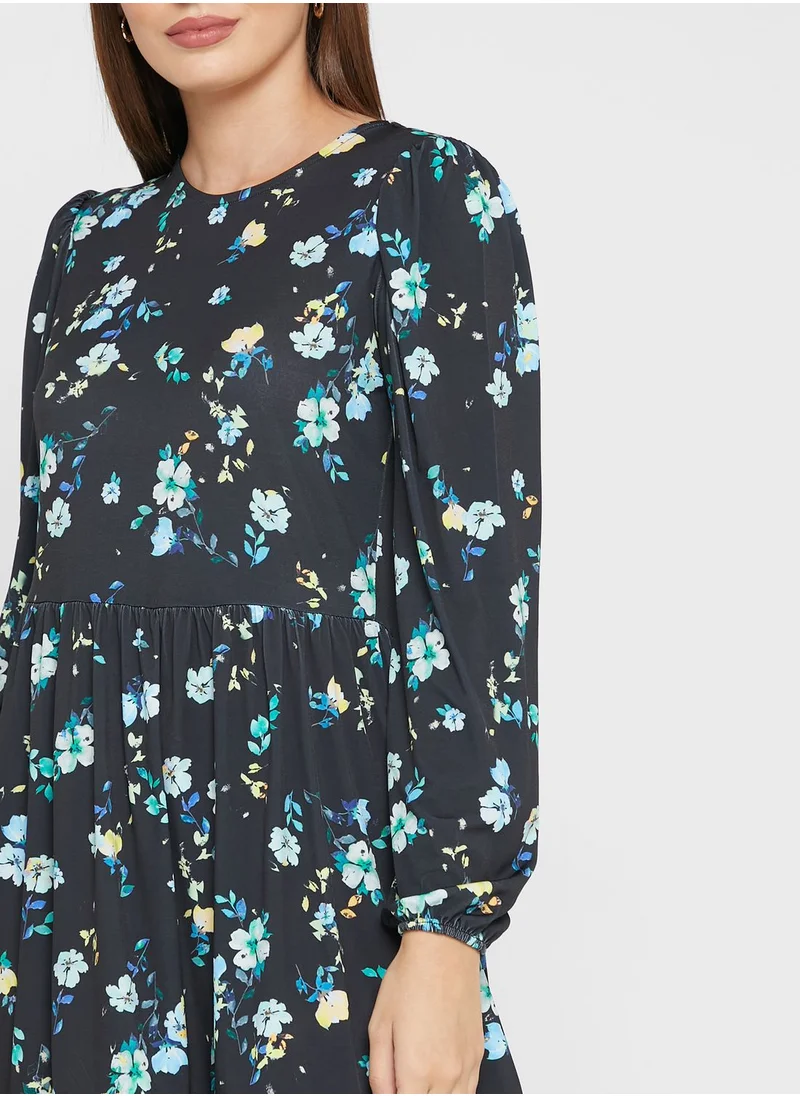 Oasis Floral Print Ruffle Detail Tiered Dress