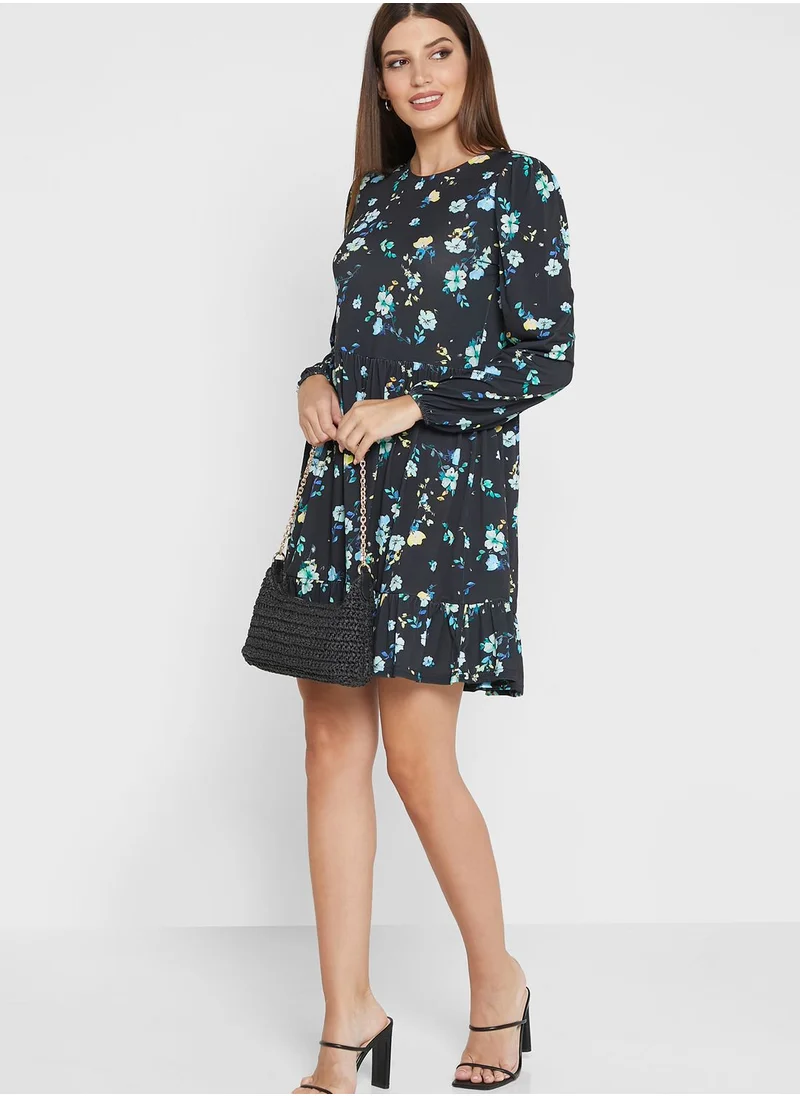 Oasis Floral Print Ruffle Detail Tiered Dress