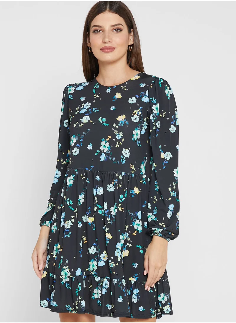 Oasis Floral Print Ruffle Detail Tiered Dress