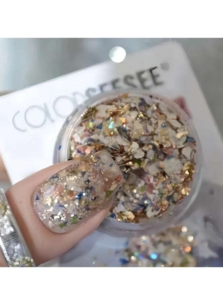 Rozino Star-Shaped Glitter Flakes for Nail Art, Unscented Shell Sequins for Manicure Decoration - Ideal for Nail Arts Craft Decor - Image 3