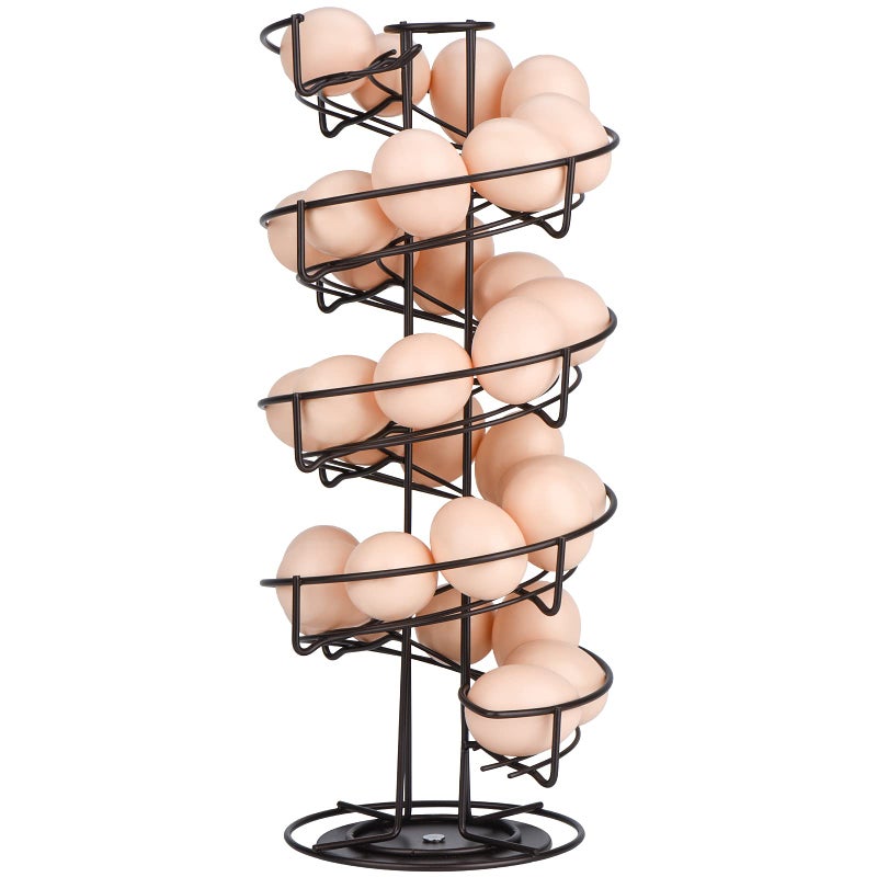 TopLife Toplife Spiral Design Metal Egg Skelter Dispenser Rack Storage Display Rack Brown 