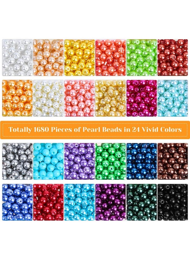 Caffox Pearl Beads For Jewelry Making Caffox 1680Pcs Round Glass Pearls Beads With Holes For Making Earring Necklaces Bracelets And Jewelry Diy Craft - Image 4