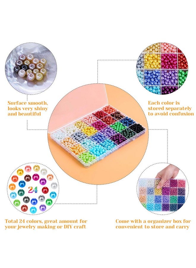 Caffox Pearl Beads For Jewelry Making Caffox 1680Pcs Round Glass Pearls Beads With Holes For Making Earring Necklaces Bracelets And Jewelry Diy Craft - Image 5