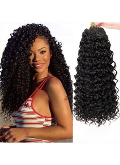 YXCHERISHAIR ضفائر شعر كروشيه صناعية عميقة بطول 18 بوصة، ضفائر كروشيه بوهيمية، وصلات شعر مضفرة سوداء طبيعية عميقة (5 عبوات، 1B)  - Image 1
