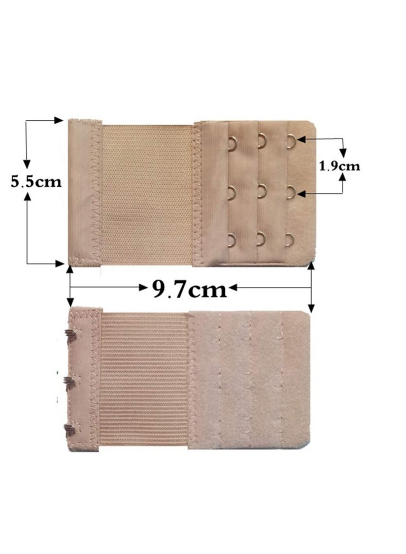 TLAXCA Women Bra Extenders Elastic Bra Strap Extenders 3 Rows 6pcs， 2and3 Hooks for Female Ladies Black Apricot White  - Image 3