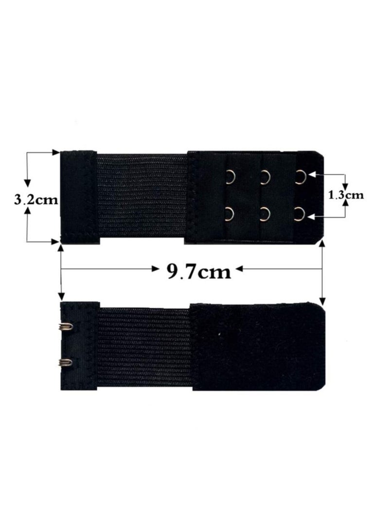 TLAXCA Women Bra Extenders Elastic Bra Strap Extenders 3 Rows 6pcs， 2and3 Hooks for Female Ladies Black Apricot White  - Image 5