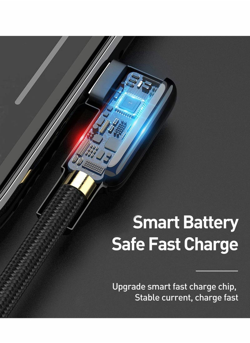 90 Degree Coiled USB C Charging Cable, Scalable Spring Design, 15W 3A Fast Charging, High Speed Data Transfer for All C Port Devices, Length Adjustable from 40 to 180 cm