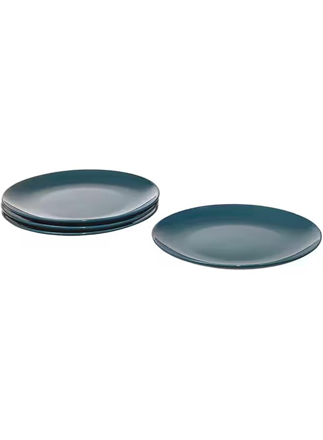 إيروريكس أطباق أنيقة لامعة باللون الفيروزي الداكن - طقم أطباق عشاء سيراميك مقاس 26 سم - أدوات مائدة عصرية أنيقة - متينة وآمنة للاستخدام في غسالة الأطباق - مجموعة من 4 أطباق لتناول الطعام اليومي أو المناسبات الخاصة - Image 1