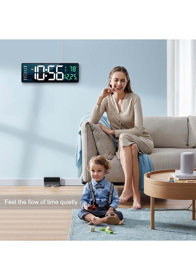 ARNOTEC - Digital Wall Clock Large Display, 16.2 Inch Large Wall Clocks, Modern LED Digital Clock with Remote Control for Living Room Decor, Automatic Brightness Dimmer Big Clock with Date Week Temperature - Image 1