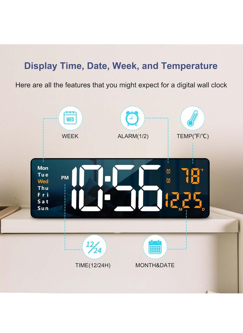ARNOTEC - Digital Wall Clock Large Display, 16.2 Inch Large Wall Clocks, Modern LED Digital Clock with Remote Control for Living Room Decor, Automatic Brightness Dimmer Big Clock with Date Week Temperature - Image 1