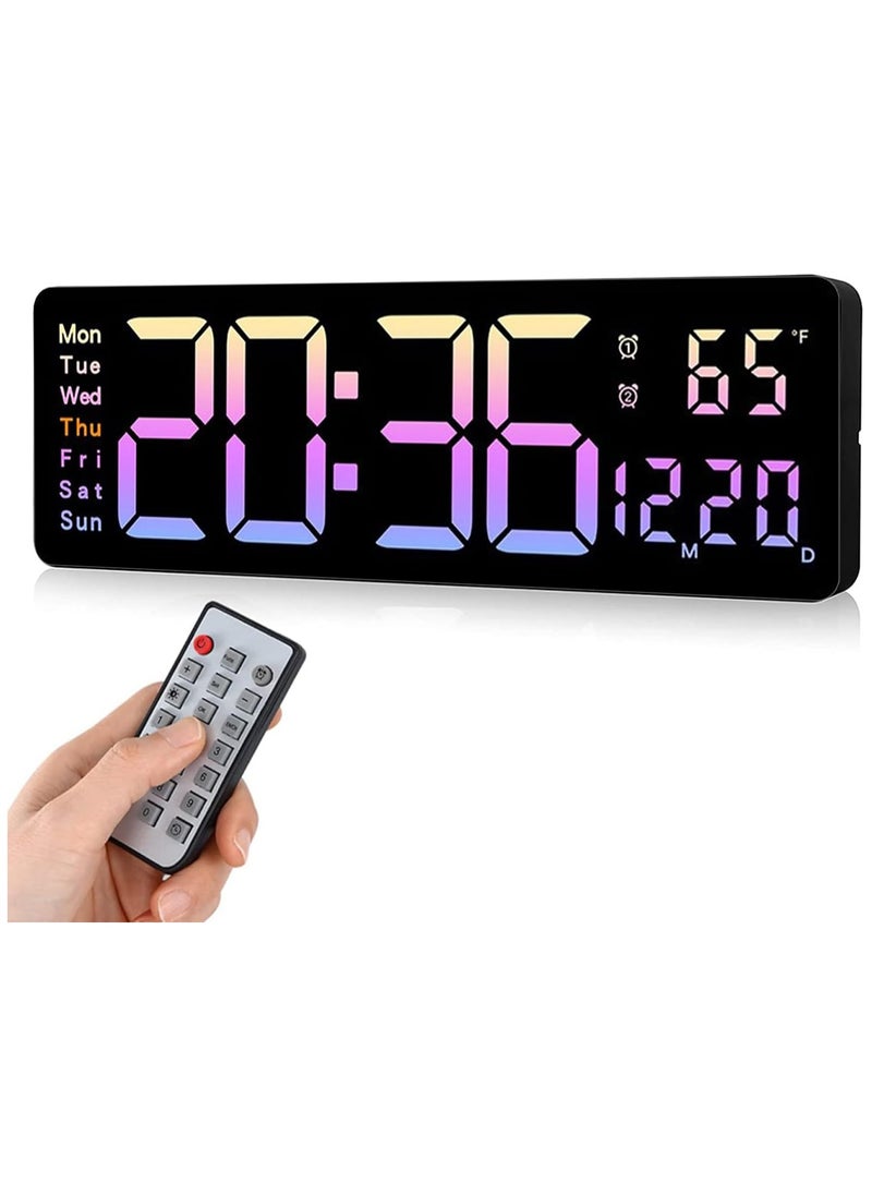 ARNOTEC - Digital Wall Clock Large Display, 16.2 Inch Large Wall Clocks, Modern LED Digital Clock with Remote Control for Living Room Decor, Automatic Brightness Dimmer Big Clock with Date Week Temperature - Image 1