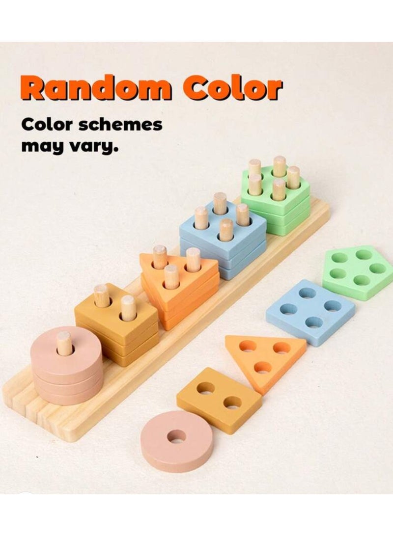 Wooden Geometric Shape Sorting Toy - Image 1