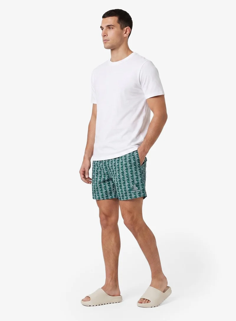 LACOSTE Monogram Print Swim Trunks
