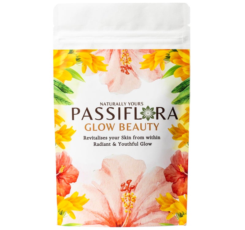 Passiflora شاي الأعشاب الجمالية باسيفلورا جلو | مزيج شاي أعشاب طبيعي 100% | شاي أخضر كركديه ورد قراص كالندولا ليمون غراس | 30+ حصة - Image 1
