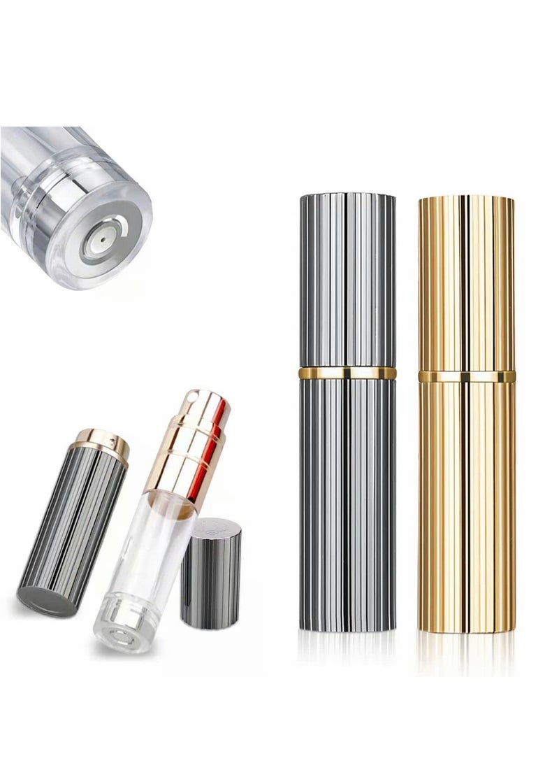 2 Pack 5ml Portable Mini Perfume Atomizer with Aluminum Alloy Shell - Travel-Friendly and Refillable Fragrance Spray Bottles