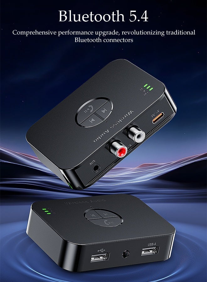 DUNISO Bluetooth Receiver,Bluetooth 5.4 Car Adapter,Audio Receiver,Support Wireless/USB/Hands Free Calling ,Plug And Play，Can Connect Two Mobile Phones Simultaneously，Apply To Mobile，Pad，TV，Audio，Headset，Speaker,82*67.4*22.7mm - Image 4