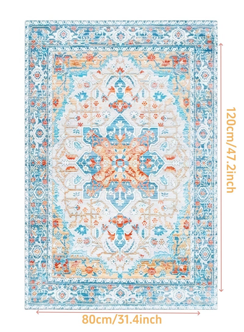 Anna 80*120cm Vintage Persian Style Living Room Carpet - Soft, Washable, Non-Slip, Stain Resistant, Easy to Maintain for Bedroom and Lounge - Image 1