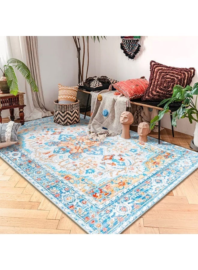 Anna 80*120cm Vintage Persian Style Living Room Carpet - Soft, Washable, Non-Slip, Stain Resistant, Easy to Maintain for Bedroom and Lounge - Image 4