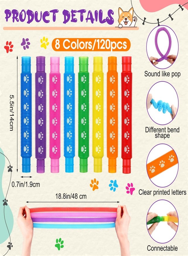 Skylety 16 Pack Paw Print Party Favors Paw Print Pop Tubes Sensory Toy for Kids Boys Girls Anxiety Colorful Pop Tubes Birthday Favors Classroom Rewards School Educational Learning Activity Supplies - Image 2