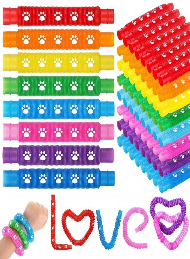 Skylety 16 Pack Paw Print Party Favors Paw Print Pop Tubes Sensory Toy for Kids Boys Girls Anxiety Colorful Pop Tubes Birthday Favors Classroom Rewards School Educational Learning Activity Supplies - Image 1