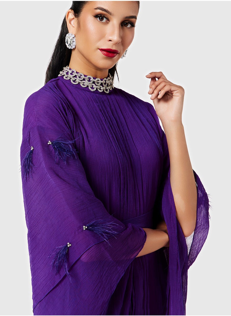 Threadz by Ajooni - Layered Sleeve Embellished Neck Kaftan - Image 1