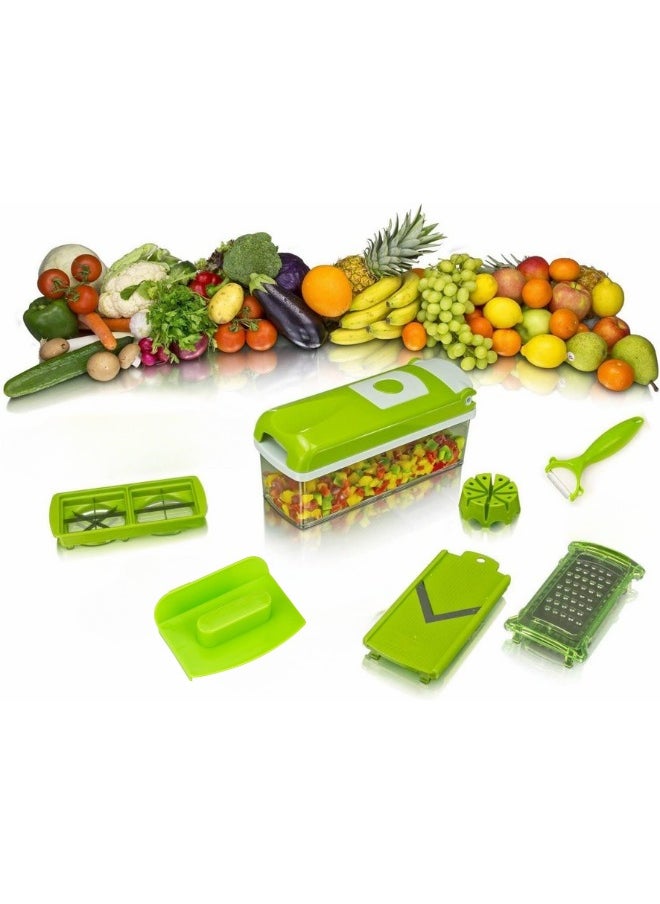 Generic - 6 in 1 Multifunctional Professional Onion Vegetable Chopper, Kitchen Vegetable Cutter with 8 Blades, Garlic Carrot Cutter with Container (Geen) - Image 1