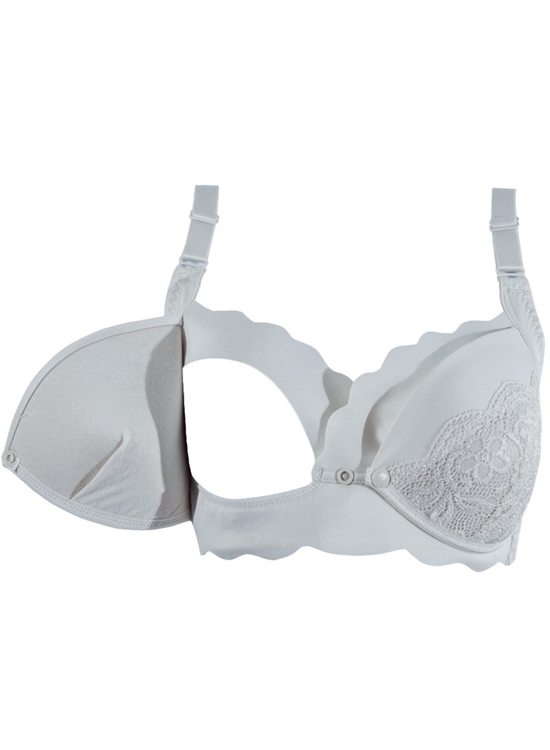 أوكوس حمالة صدر أنيقة للحمل والرضاعة بدون خياطة - رمادي فاتح - مقاس كبير - Image 5