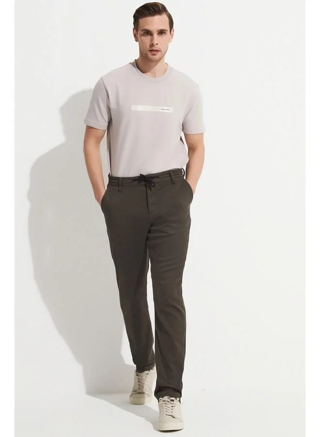 JUNE June Exclusive Men Regular Fit Textured Trouser Khaki