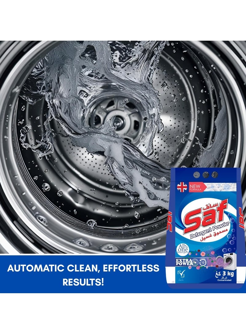 SAF Detergent Powder Blue 3Kg (Pack of 2) – Superior Clean & Freshness for Every Wash  - Image 4