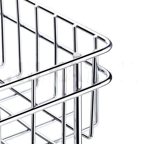 Drumil Rust Stainless Steel Wrought Iron Mashal Fruit and Vegetable Stand Basket TrolleyModern Kitchen Storage Steel Rack Triple Tiered Trolley Shelf Silver - Image 4