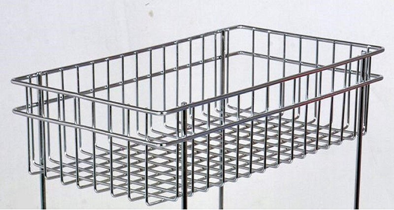 Drumil Rust Stainless Steel Wrought Iron Mashal Fruit and Vegetable Stand Basket TrolleyModern Kitchen Storage Steel Rack Triple Tiered Trolley Shelf Silver - Image 5