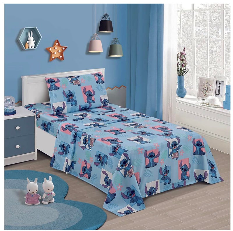 Jay Franco Twin Size Sheet Set 3 Pieces Kids Set (Lilo & Stitch), Pink, Black, JF14545 - Image 3