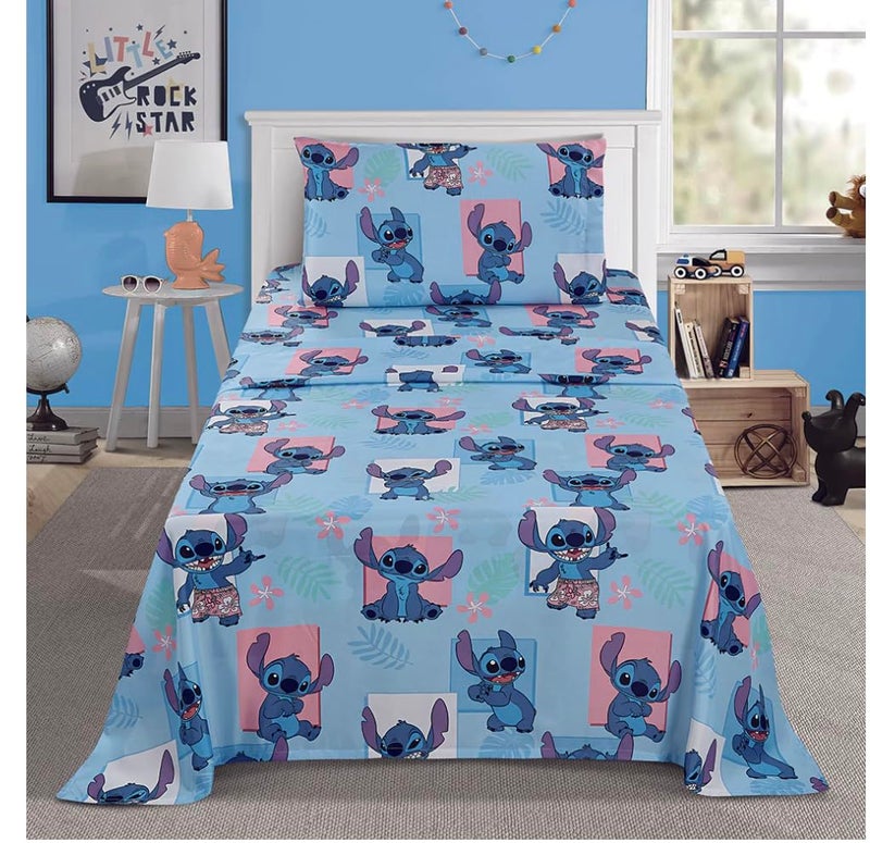 Jay Franco Twin Size Sheet Set 3 Pieces Kids Set (Lilo & Stitch), Pink, Black, JF14545 - Image 2