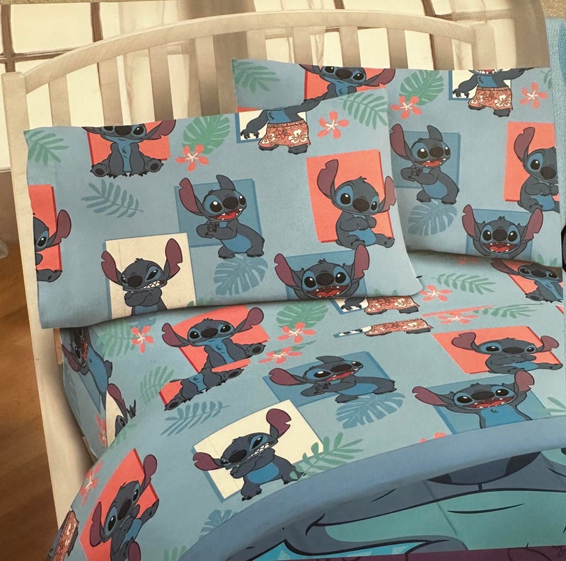 Jay Franco Twin Size Sheet Set 3 Pieces Kids Set (Lilo & Stitch), Pink, Black, JF14545 - Image 1