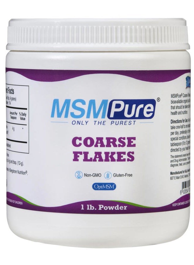 Kala Health MSMPure Coarse MSM Powder Flakes – Organic Sulfur for Joint Flexibility, Skin Appearance, and Hair & Nail Support – 1 lb, USA Made, Distilled Crystals - Image 1