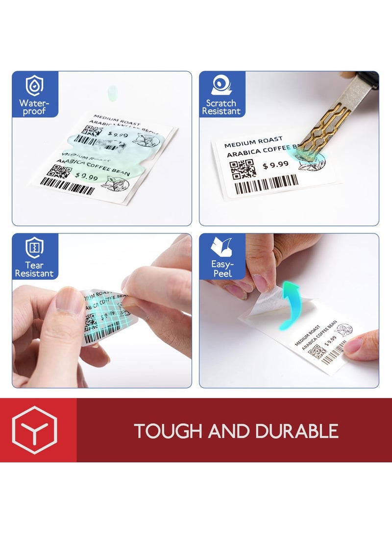 فوميمو 3 لفات ورق ملصقات مربع ذاتي اللصق متعدد الاغراض مقاس 30×50 ملم لطابعة ملصقات M110/M120/M200/M220/M221، للطباعة بالاسود على الابيض، 230 ملصق في اللفة، خلفية بيضاء - Image 3