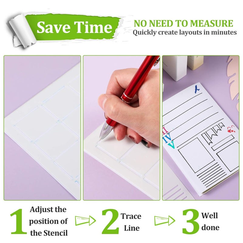 Zonon 20 Pieces Journal Stencils Spreads Journal Stencils DIY Templates Planner Stencils Plastic Planner Set for Productivity Habit DIY Notebook Diary Creating Calendars, Lists, Letters, Numbers  - Image 4