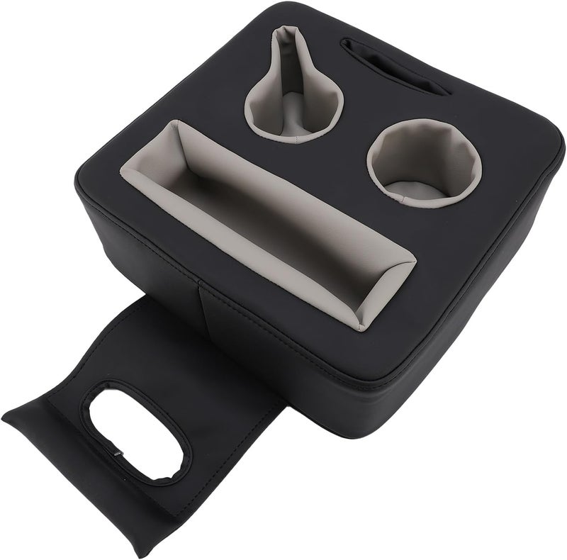 Asixxsix Car Cup Holder Dirties Proof Sweat Proof Odor PU Leather Back Seat Organizer Double Cup Holder with Multi Functional Use for Cars Trucks SUVs RVs Ships Sofas Beds - Image 3