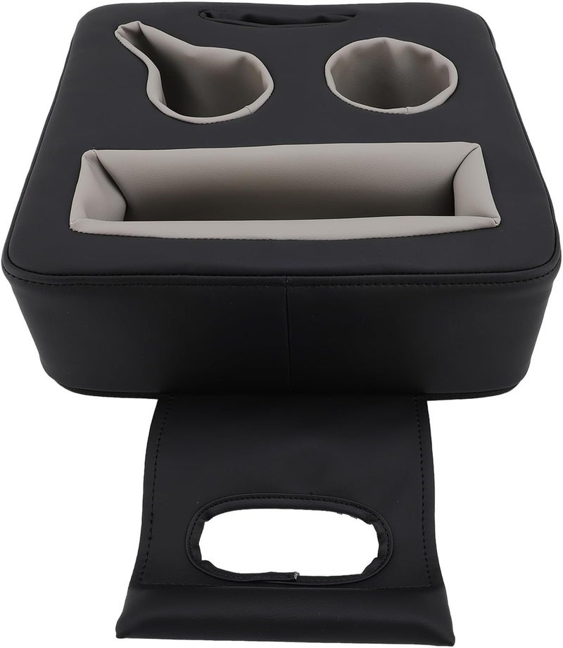 Asixxsix Car Cup Holder Dirties Proof Sweat Proof Odor PU Leather Back Seat Organizer Double Cup Holder with Multi Functional Use for Cars Trucks SUVs RVs Ships Sofas Beds - Image 2