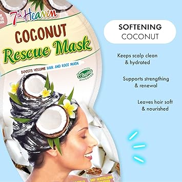 7th Heaven Coconut Hair Mask Pack of 4 Vegan Rescue Haircare Boosts Volume and Strengthens Roots Locks Works in 5 Minutes Genuine 7th Heaven Hair Treatment - Image 4