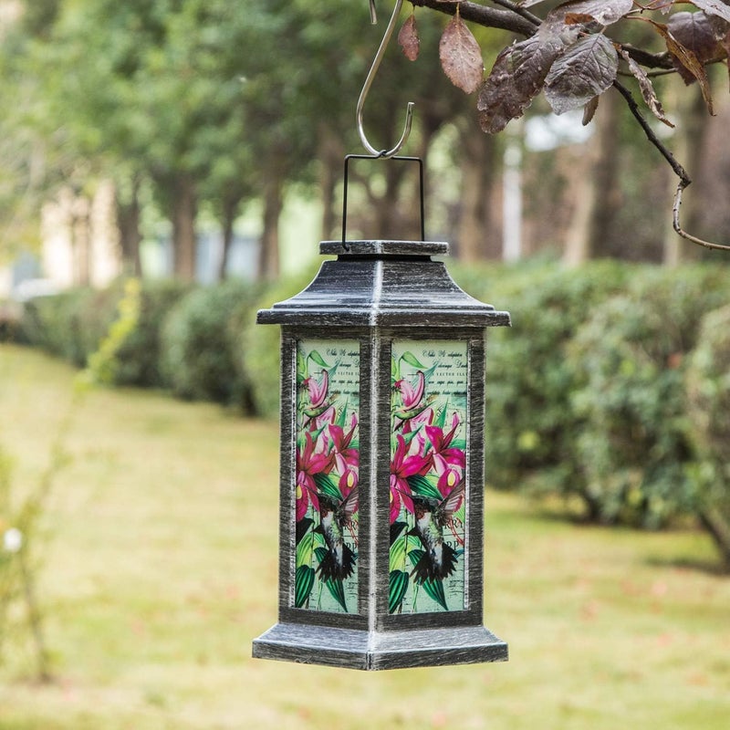 Topadorn Solar Lanterns Outdoor Vintage Hanging Lamp Lights, Waterproof Solar Lantern with Hummingbird Design for Outdoor Garden, Patio, Lawn & Pathway DÃ©cor, Solar-Powered Garden Light - Image 3