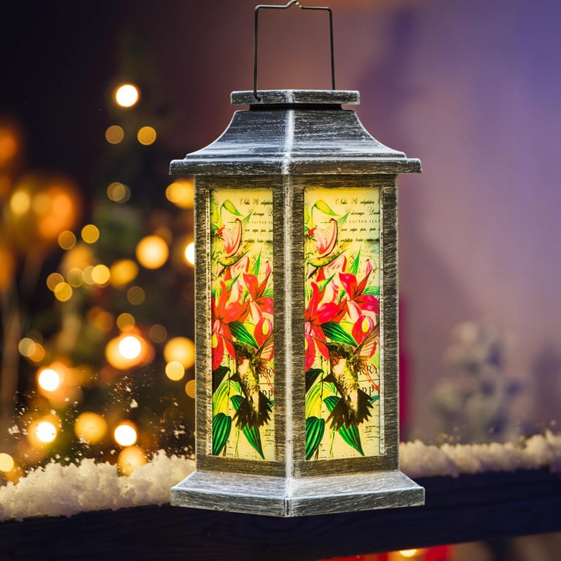 Topadorn Solar Lanterns Outdoor Vintage Hanging Lamp Lights, Waterproof Solar Lantern with Hummingbird Design for Outdoor Garden, Patio, Lawn & Pathway DÃ©cor, Solar-Powered Garden Light - Image 2