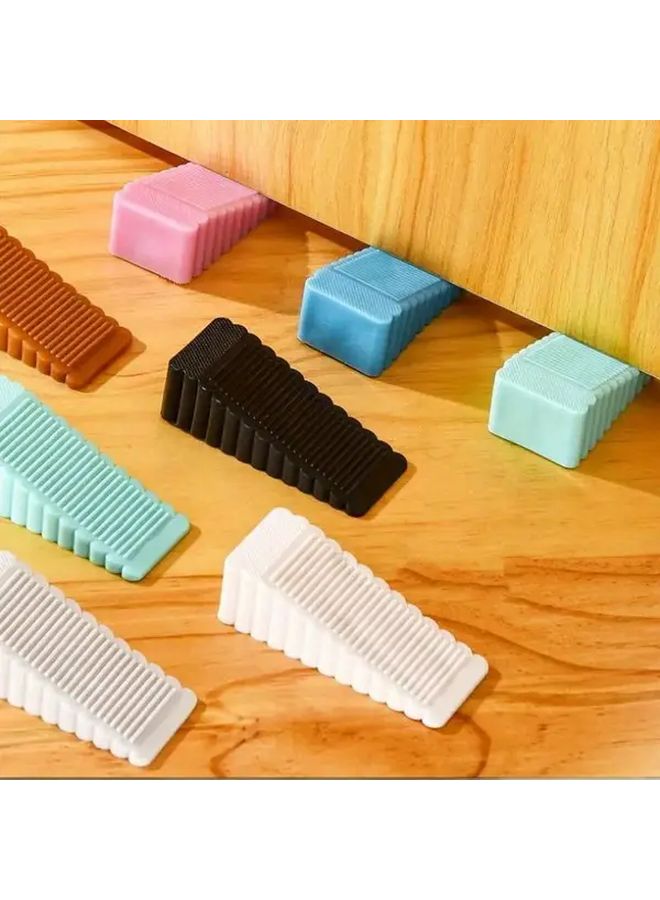 6pcs Random Color Plastic Door Stopper Wedges Anti Slip Protects Floors from Scratches - Image 2