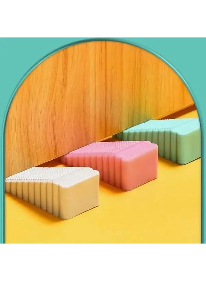 6pcs Random Color Plastic Door Stopper Wedges Anti Slip Protects Floors from Scratches - Image 1