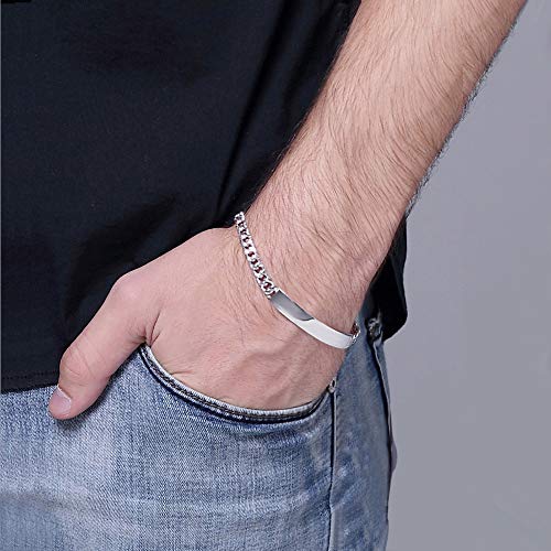 Dankadi Classic Men Silver Jewelry Bracelet 925 Sterling Silver Glossy Brand Bracelet 10 MM 7" 8 "9" 10" Original Italy Design Cuban Chain Gifts For Men Safety Clasp (8) - Image 4