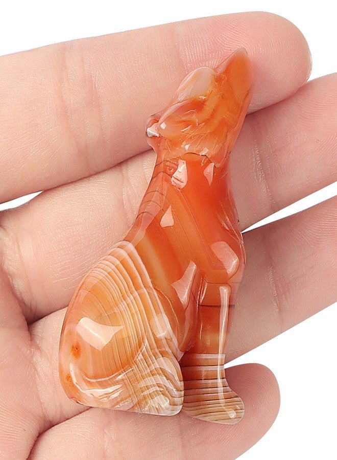 Artistone Crystal Wolf Statue 2.0 inch Hand-Craved Red Banded Agate Wolf Figurine Animal Sculpture Healing Stone for Meditation Home Decor Gifts - Image 3