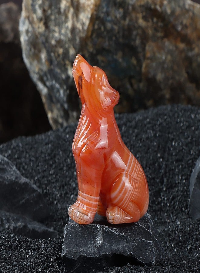 Artistone Crystal Wolf Statue 2.0 inch Hand-Craved Red Banded Agate Wolf Figurine Animal Sculpture Healing Stone for Meditation Home Decor Gifts - Image 4